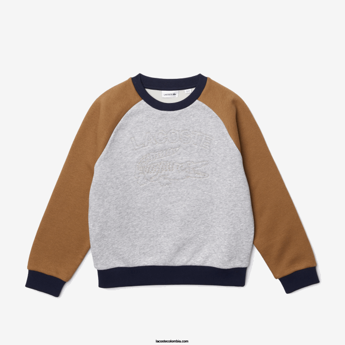 Niños Lacoste 6F243195 gris chino marrón azul marino ne1 sudadera con diseño colour block y logo