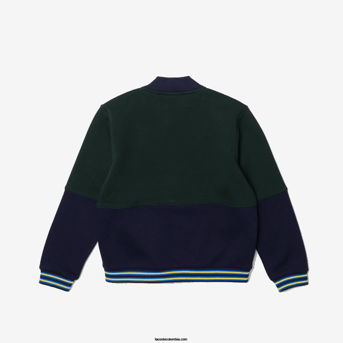 Niños Lacoste 6F243247 azul marino verde 7qk chamarra varsity de algodón orgánico a rayas