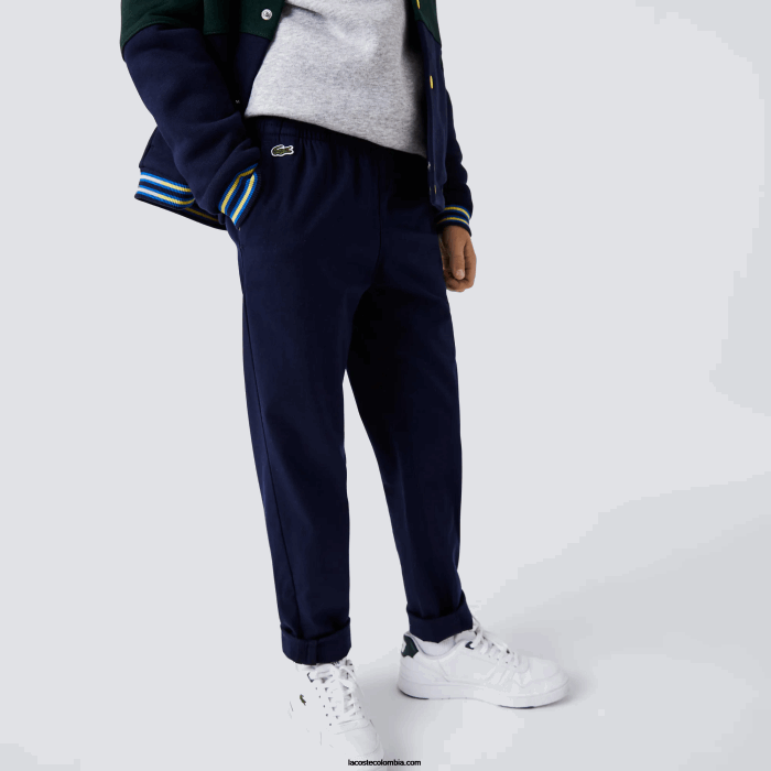 Niños Lacoste 6F243269 azul marino 166 chinos de gabardina de algodón stretch