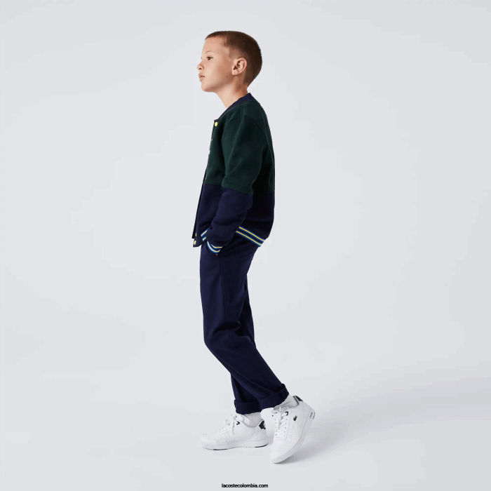Niños Lacoste 6F243269 azul marino 166 chinos de gabardina de algodón stretch