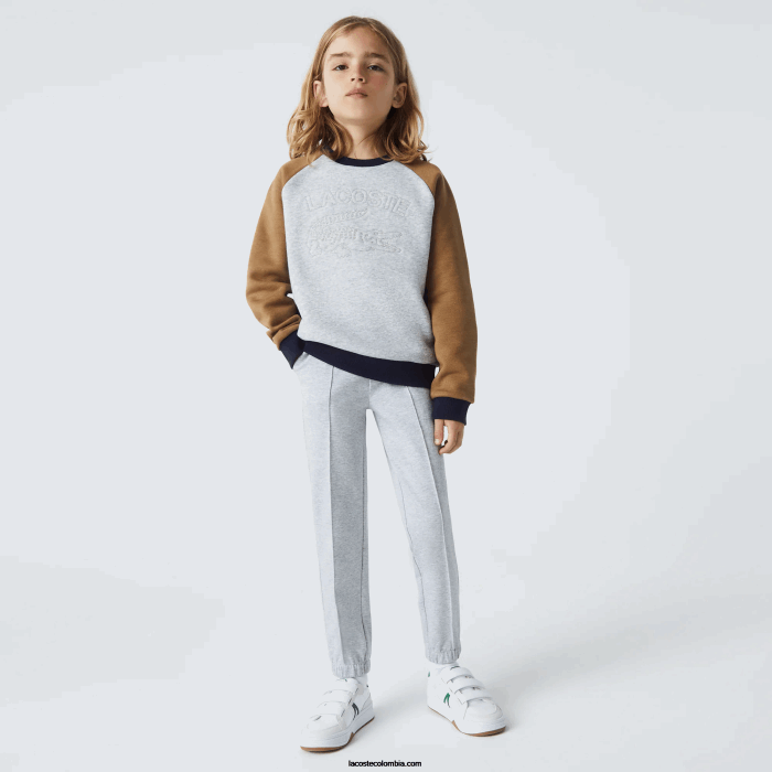 Niños Lacoste 6F243275 lomo gris cca chinos de algodón elástico con cintura elástica Niños Lacoste 6F243275 lomo gris cca chinos de algodón elástico con cintura elástica