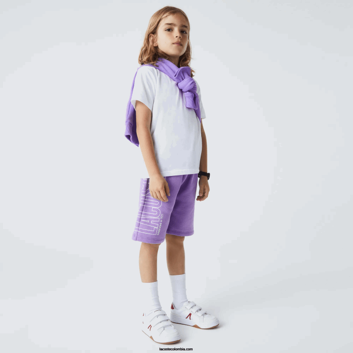 Niños Lacoste 6F243276 púrpura gfu shorts de algodón orgánico con logo Niños Lacoste 6F243276 púrpura gfu shorts de algodón orgánico con logo