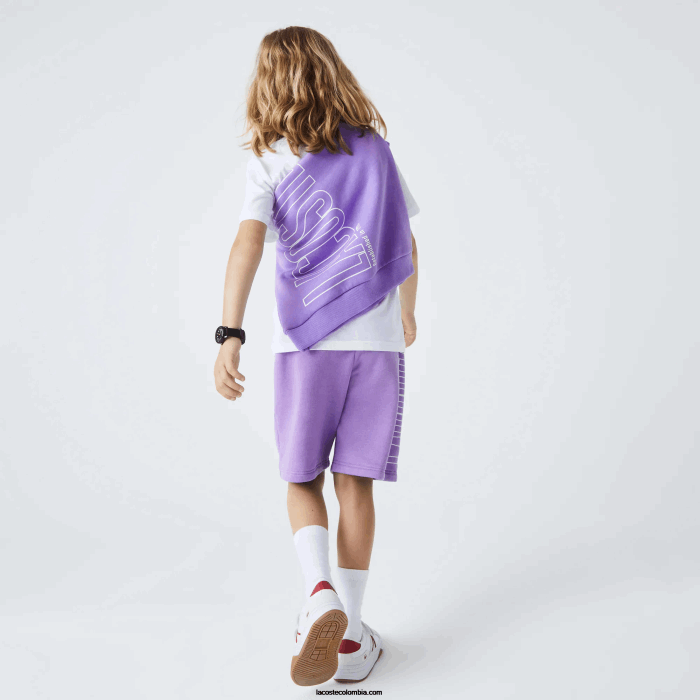 Niños Lacoste 6F243276 púrpura gfu shorts de algodón orgánico con logo