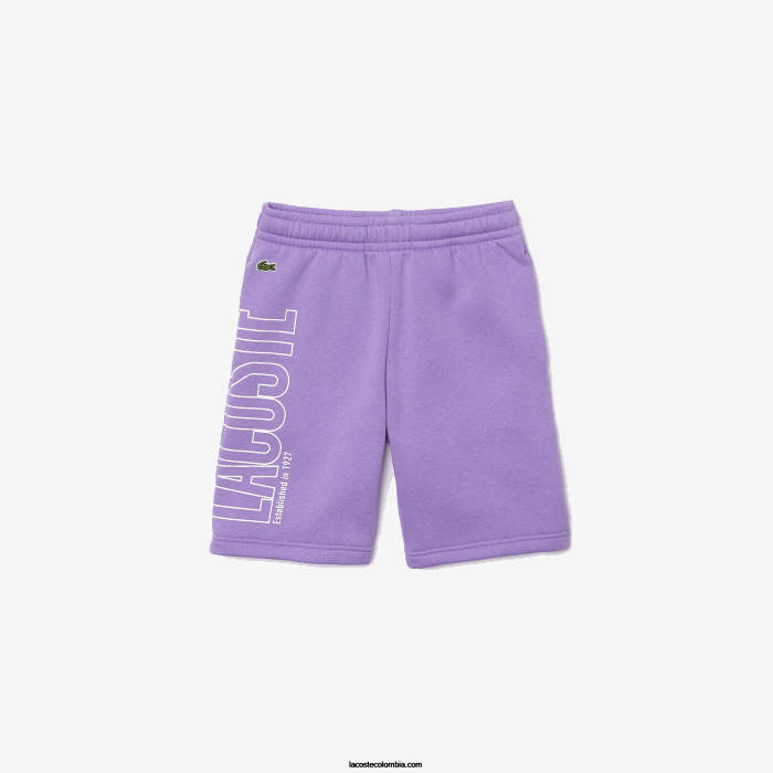 Niños Lacoste 6F243276 púrpura gfu shorts de algodón orgánico con logo