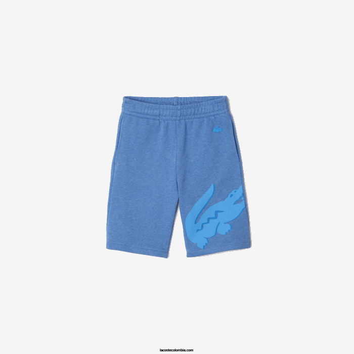Niños Lacoste 6F243293 lomo azul hg3 shorts extragrandes de algodón orgánico moteado con estampado de cocodrilo