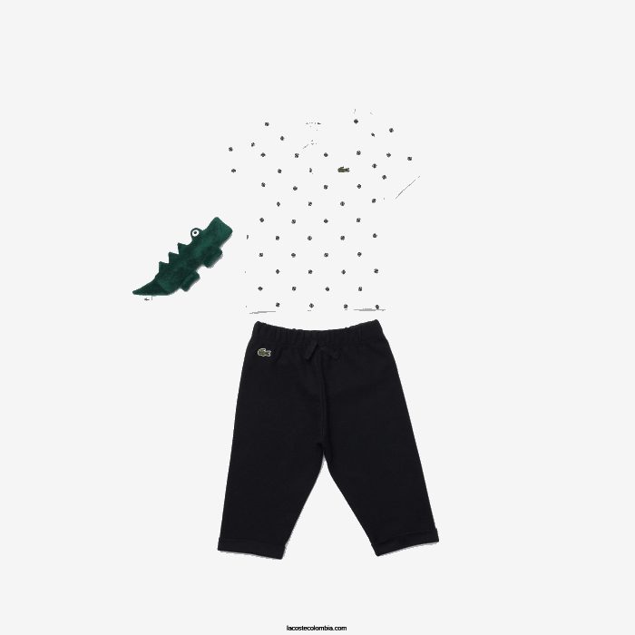 niños Lacoste 6F242984 azul marino blanco 525 box set de juguete y pijama de algodón orgánico
