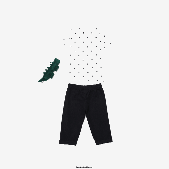 niños Lacoste 6F242984 azul marino blanco 525 box set de juguete y pijama de algodón orgánico