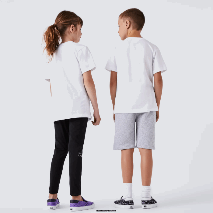niños Lacoste 6F242996 blanco 001 playera de jersey de algodón con cuello redondo
