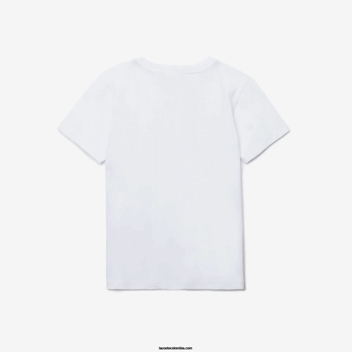 niños Lacoste 6F242996 blanco 001 playera de jersey de algodón con cuello redondo