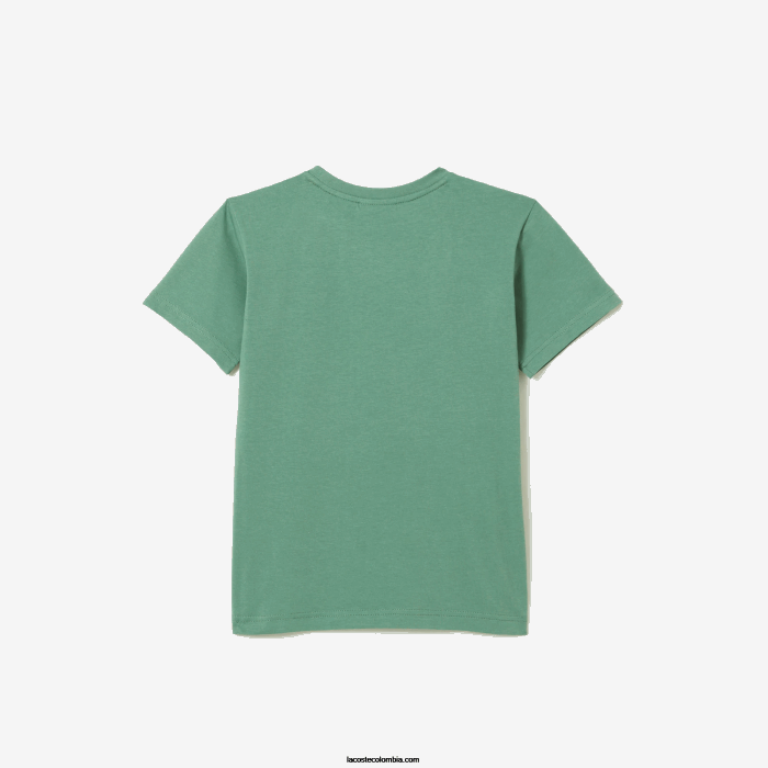 niños Lacoste 6F243003 verde caqui kx5 playera de jersey de algodón con cuello redondo