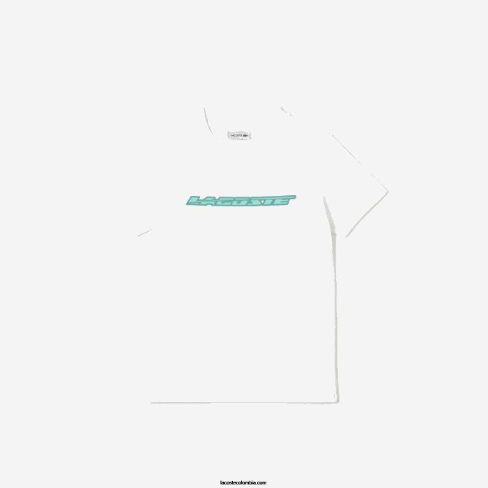 niños Lacoste 6F243014 blanco 001 camiseta de punto de algodón con marca en contraste