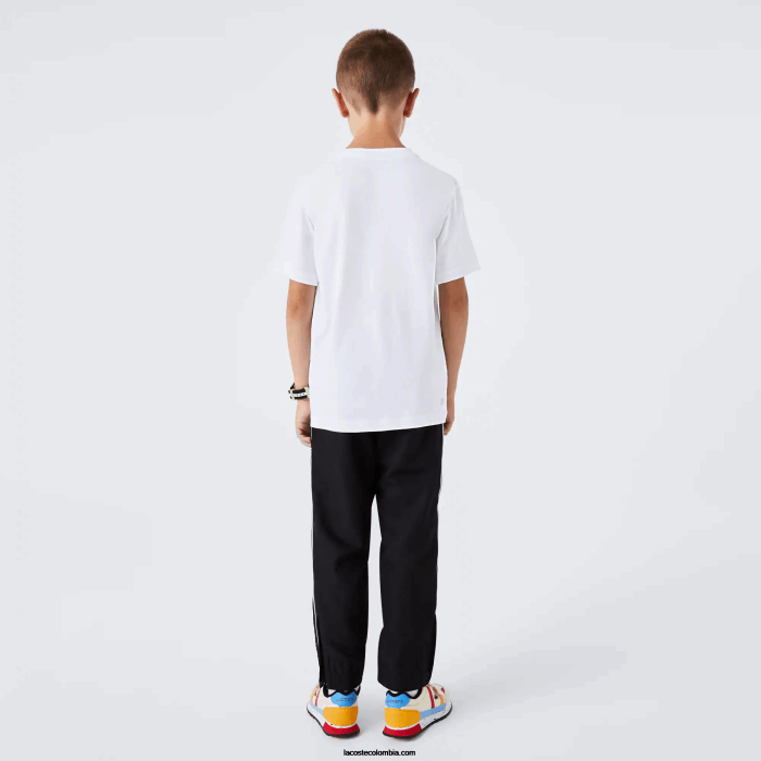 niños Lacoste 6F243019 blanco negro au8 camiseta sport tennis jersey tecnico oversize cocodrilo