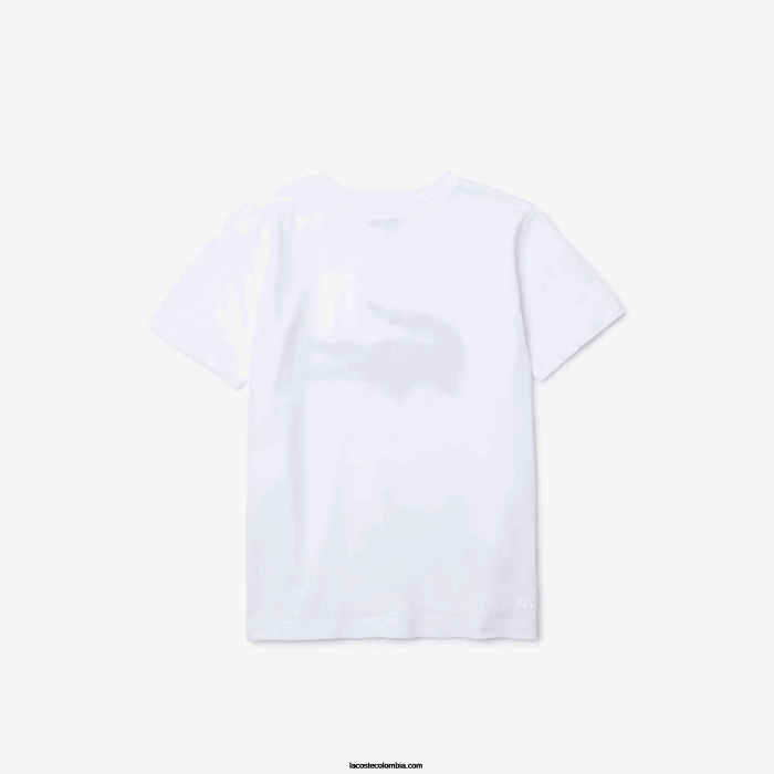 niños Lacoste 6F243019 blanco negro au8 camiseta sport tennis jersey tecnico oversize cocodrilo