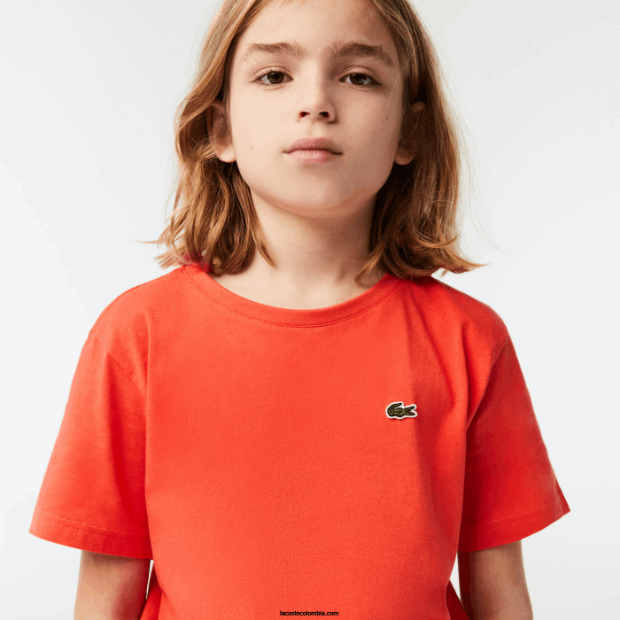 niños Lacoste 6F243022 naranja 02k playera de jersey de algodón con cuello redondo