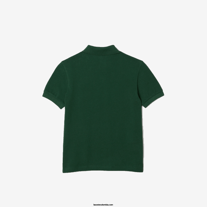 niños Lacoste 6F243034 verde 132 polo de algodón orgánico con estampado en contraste