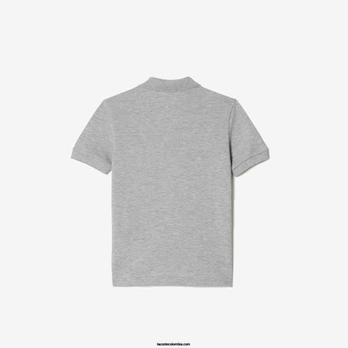 niños Lacoste 6F243035 lomo gris cca polo de algodón orgánico con estampado en contraste