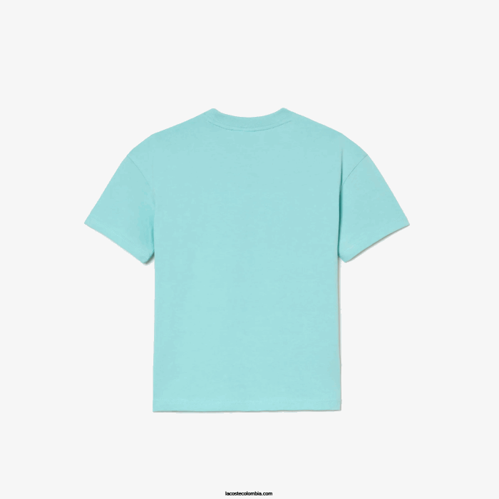 niños Lacoste 6F243039 verde claro blanco y7i camiseta de la marca en jersey de algodón orgánico