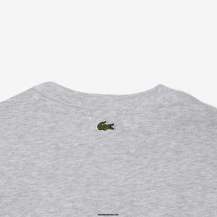 niños Lacoste 6F243041 lomo gris cca camiseta con estampado en contraste