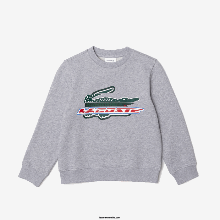 niños Lacoste 6F243050 lomo gris cca sudadera polar de algodón orgánico