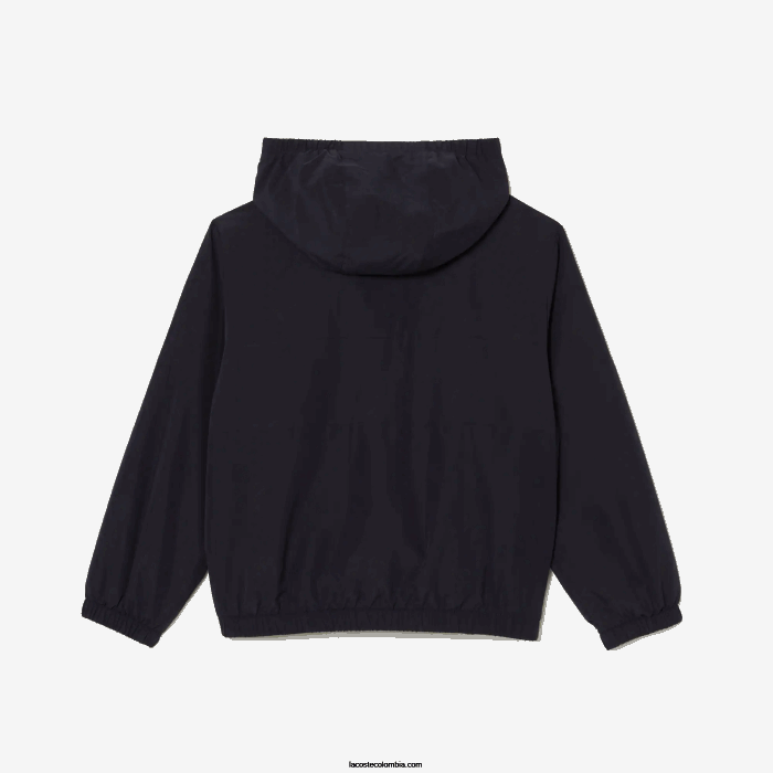 niños Lacoste 6F243053 fondo azul marino chaqueta con capucha y cremallera de poliéster reciclado