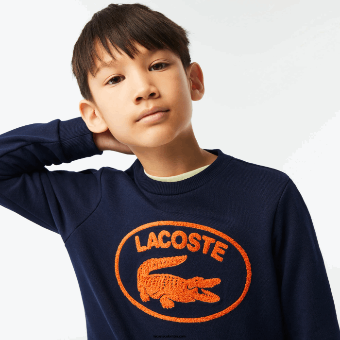 niños Lacoste 6F243056 azul marino 166 sudadera color block con logo en contraste