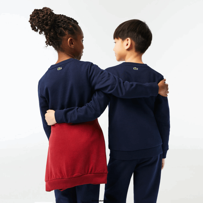 niños Lacoste 6F243056 azul marino 166 sudadera color block con logo en contraste