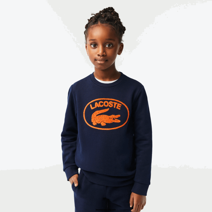 niños Lacoste 6F243056 azul marino 166 sudadera color block con logo en contraste