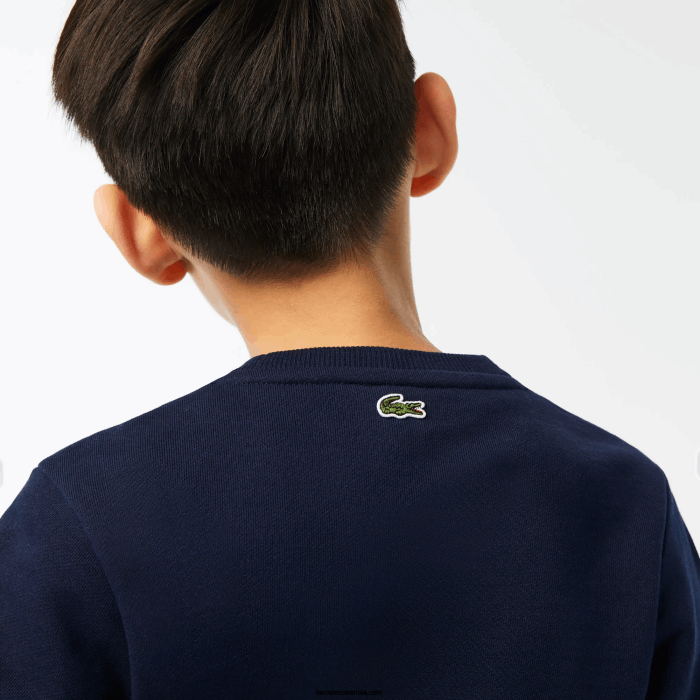 niños Lacoste 6F243056 azul marino 166 sudadera color block con logo en contraste