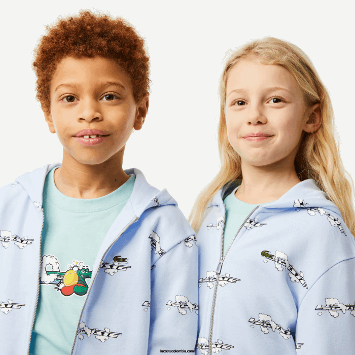 niños Lacoste 6F243063 azul claro t01 sudadera con cremallera de algodón orgánico