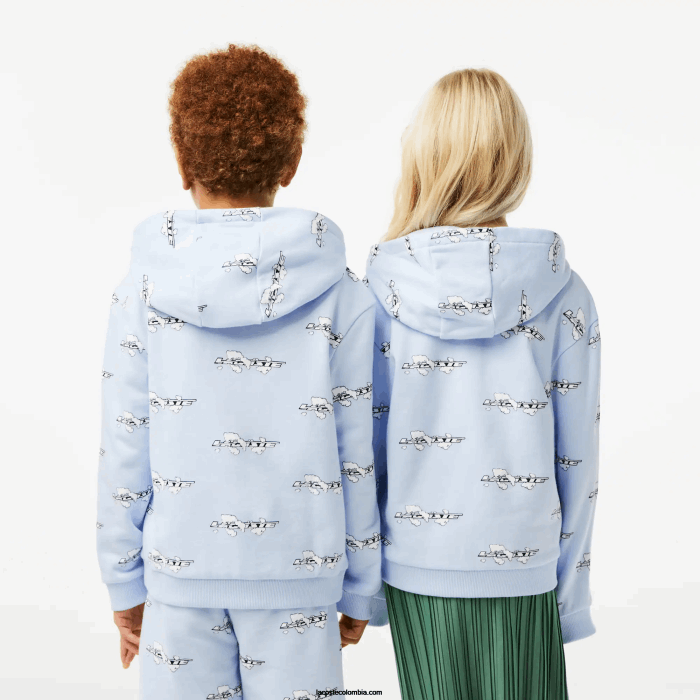 niños Lacoste 6F243063 azul claro t01 sudadera con cremallera de algodón orgánico