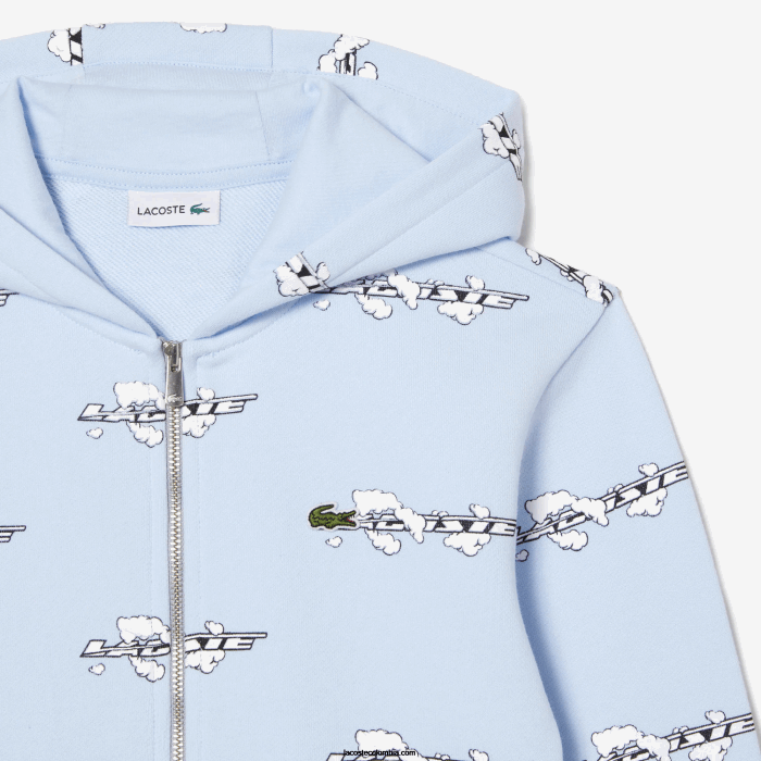 niños Lacoste 6F243063 azul claro t01 sudadera con cremallera de algodón orgánico