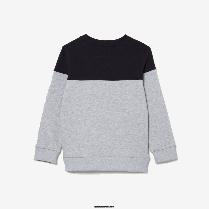 niños Lacoste 6F243064 azul marino gris chino e6a sudadera colorblock en franela de algodón orgánico