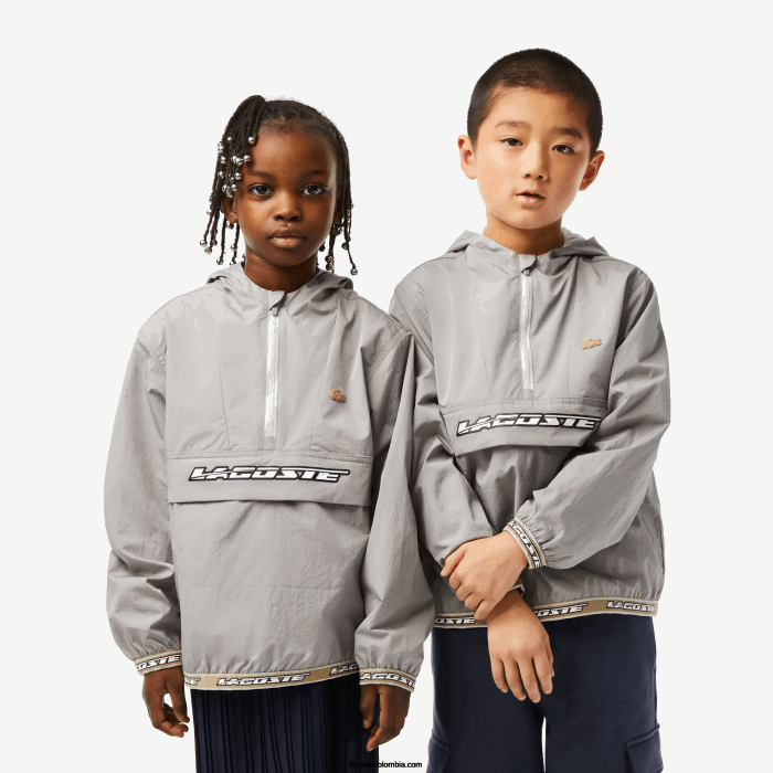 niños Lacoste 6F243065 kzw gris chaqueta con capucha niños Lacoste 6F243065 kzw gris chaqueta con capucha