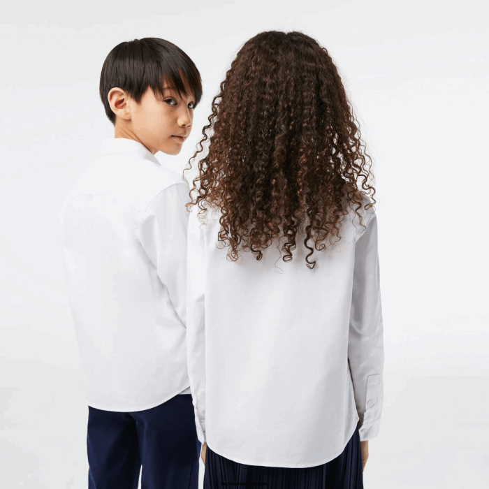 niños Lacoste 6F243080 beige blanco nbn camisa con bolsillo en contraste