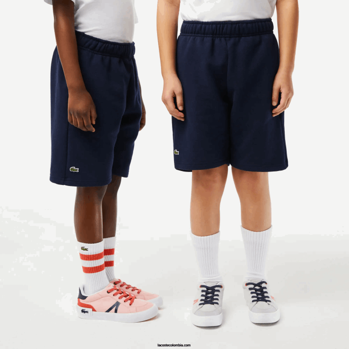 niños Lacoste 6F243100 azul marino 166 shorts de felpa de algodón orgánico peinado