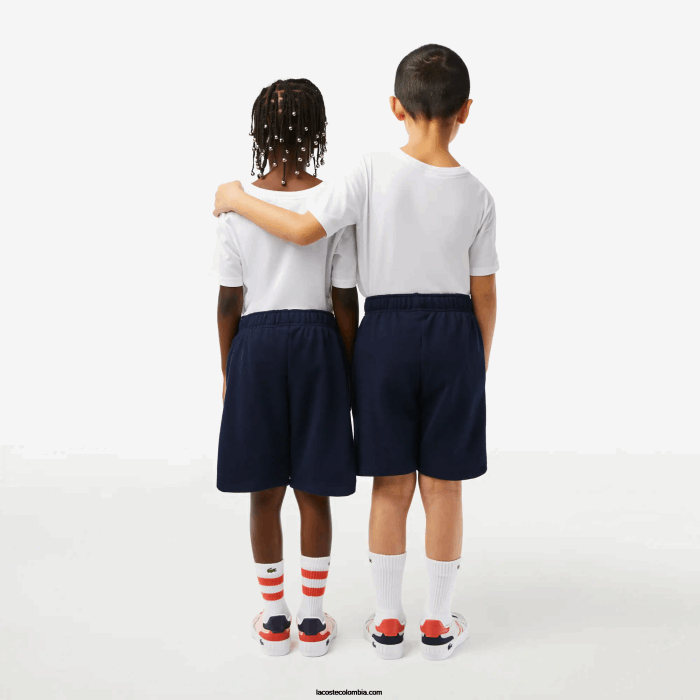 niños Lacoste 6F243100 azul marino 166 shorts de felpa de algodón orgánico peinado