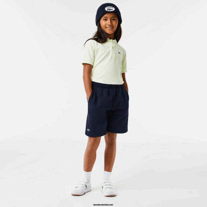 niños Lacoste 6F243100 azul marino 166 shorts de felpa de algodón orgánico peinado