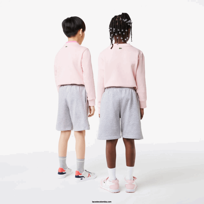 niños Lacoste 6F243101 lomo gris cca shorts de felpa de algodón orgánico peinado