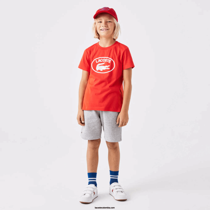 niños Lacoste 6F243101 lomo gris cca shorts de felpa de algodón orgánico peinado