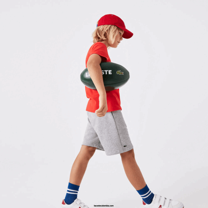 niños Lacoste 6F243101 lomo gris cca shorts de felpa de algodón orgánico peinado