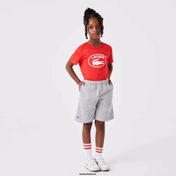 niños Lacoste 6F243101 lomo gris cca shorts de felpa de algodón orgánico peinado