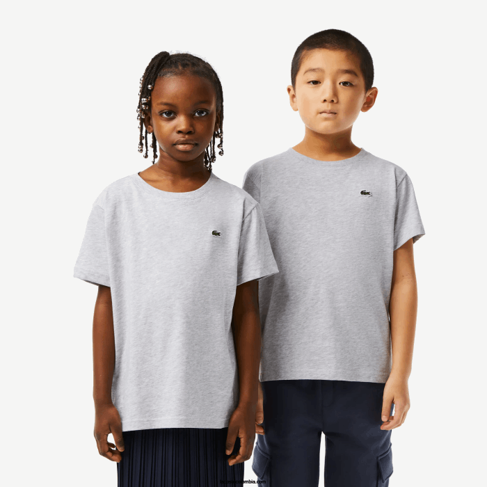niños Lacoste 6F243125 lomo gris cca playera de jersey de algodón con cuello redondo niños Lacoste 6F243125 lomo gris cca playera de jersey de algodón con cuello redondo