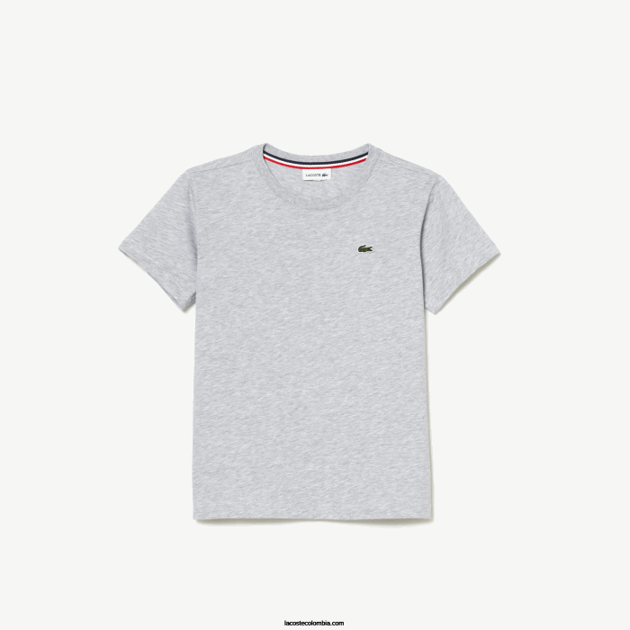 niños Lacoste 6F243125 lomo gris cca playera de jersey de algodón con cuello redondo