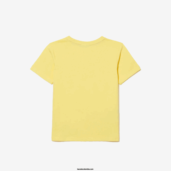 niños Lacoste 6F243132 amarillo 107 playera de jersey de algodón con cuello redondo