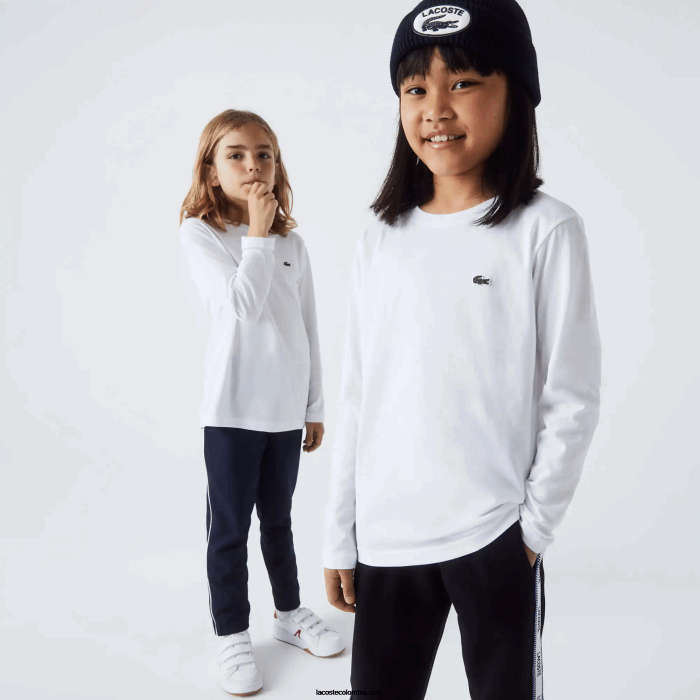 niños Lacoste 6F243140 blanco 001 camiseta con cuello redondo niños Lacoste 6F243140 blanco 001 camiseta con cuello redondo