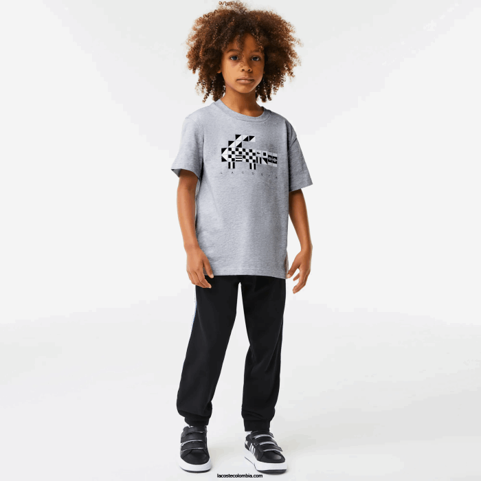 niños Lacoste 6F243143 lomo gris cca camiseta oversize estilo marinero