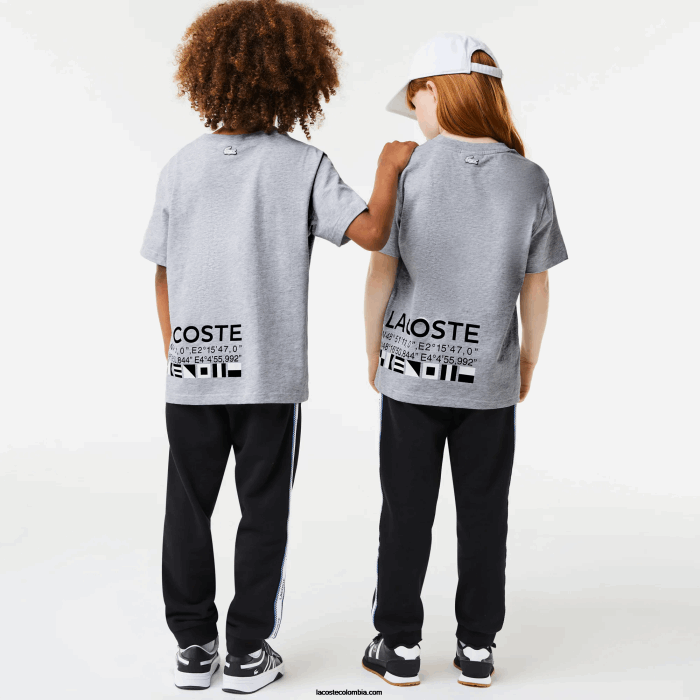 niños Lacoste 6F243143 lomo gris cca camiseta oversize estilo marinero