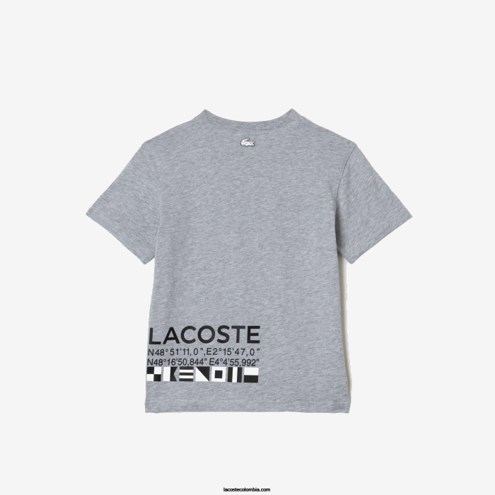 niños Lacoste 6F243143 lomo gris cca camiseta oversize estilo marinero
