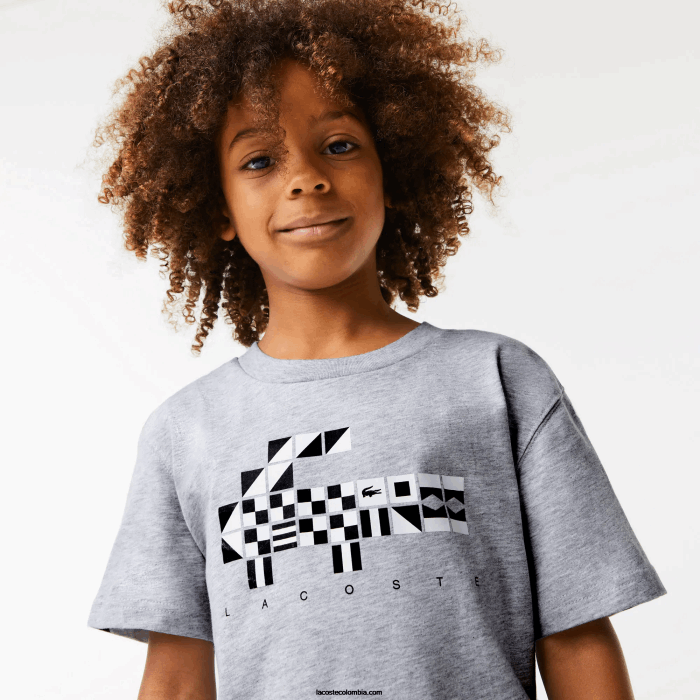 niños Lacoste 6F243143 lomo gris cca camiseta oversize estilo marinero