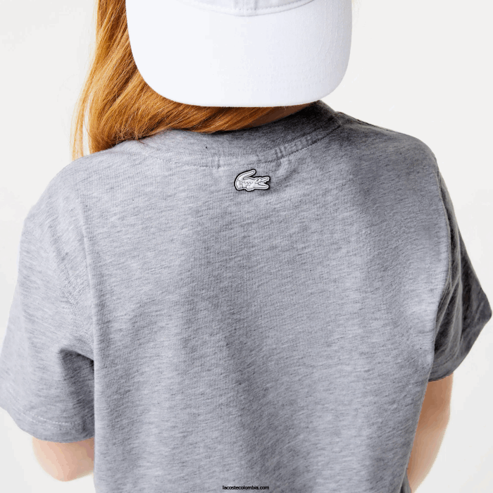 niños Lacoste 6F243143 lomo gris cca camiseta oversize estilo marinero